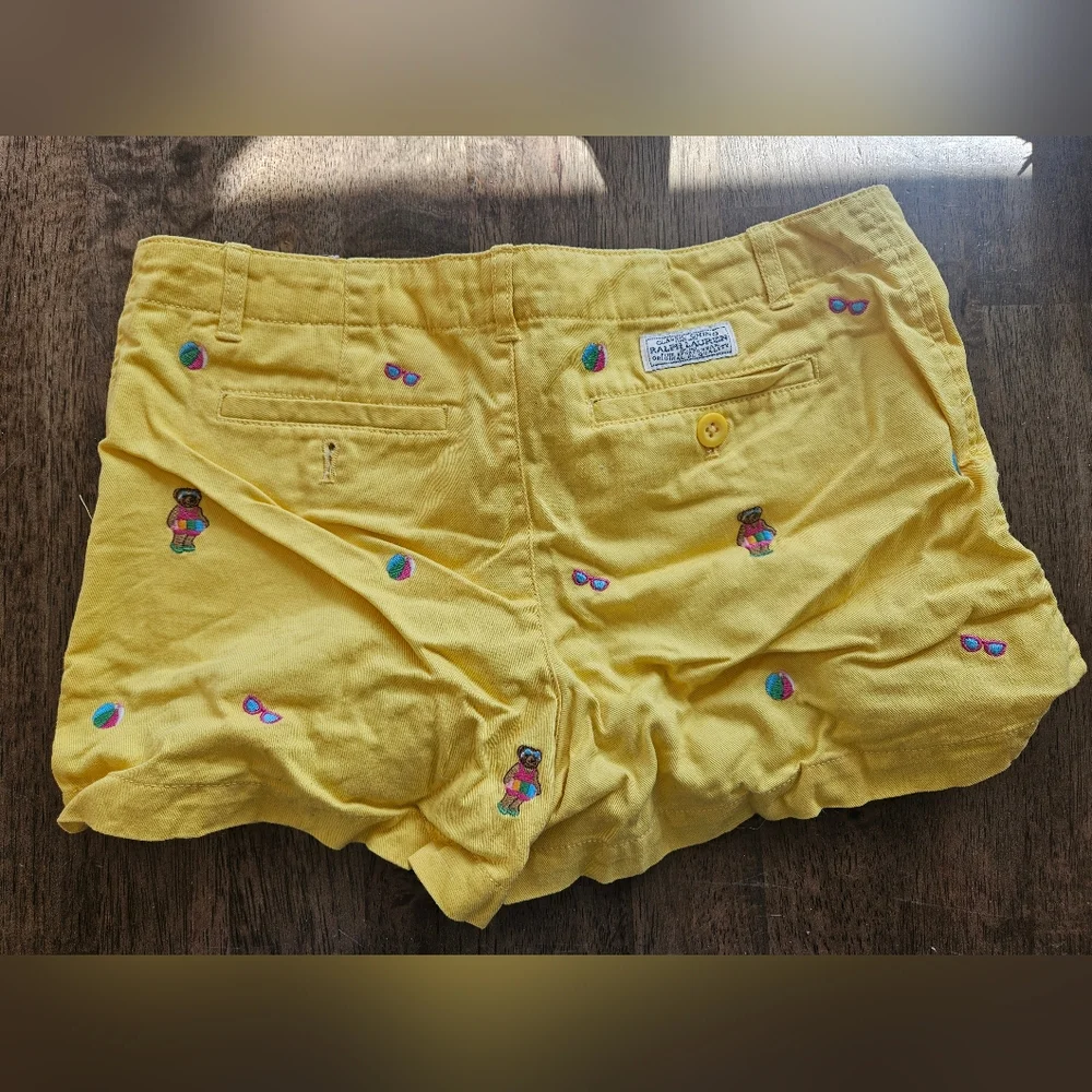 Polo by Ralph Lauren Yellow Embroidered Cotton Kids Shorts - Picture 2 of 4